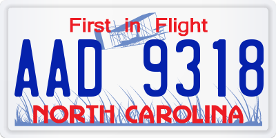 NC license plate AAD9318