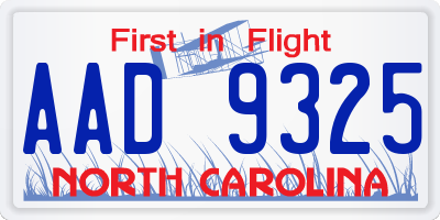 NC license plate AAD9325