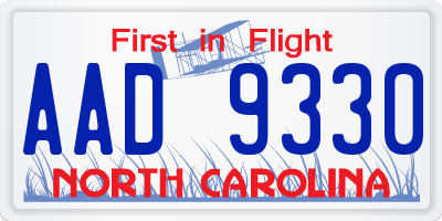 NC license plate AAD9330