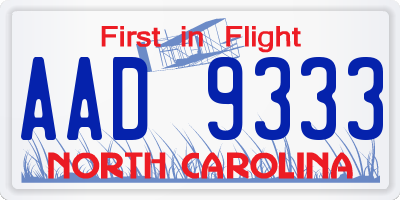 NC license plate AAD9333