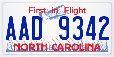 NC license plate AAD9342