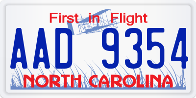 NC license plate AAD9354