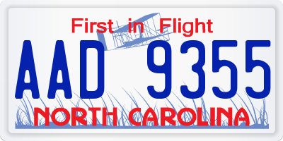 NC license plate AAD9355