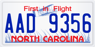 NC license plate AAD9356