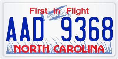 NC license plate AAD9368