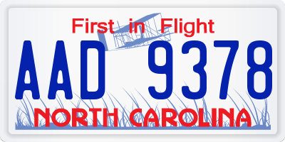 NC license plate AAD9378