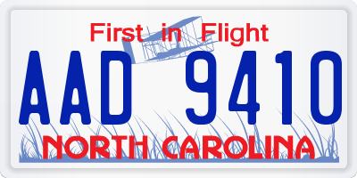 NC license plate AAD9410