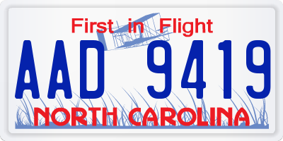 NC license plate AAD9419
