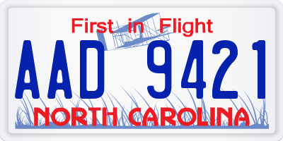 NC license plate AAD9421