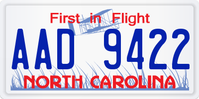 NC license plate AAD9422