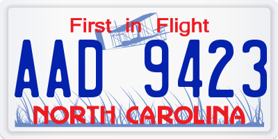 NC license plate AAD9423