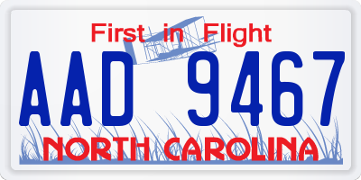 NC license plate AAD9467