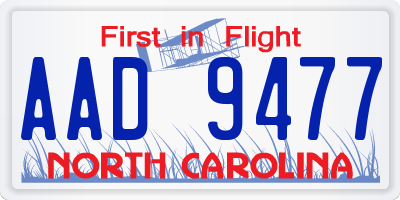 NC license plate AAD9477