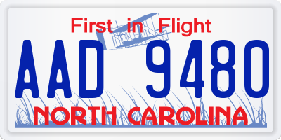 NC license plate AAD9480