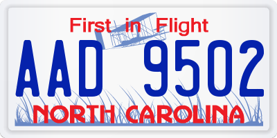 NC license plate AAD9502