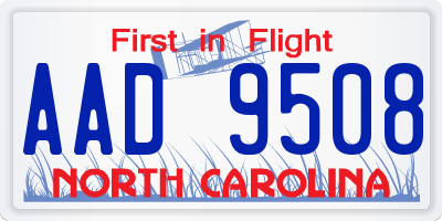 NC license plate AAD9508