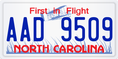 NC license plate AAD9509
