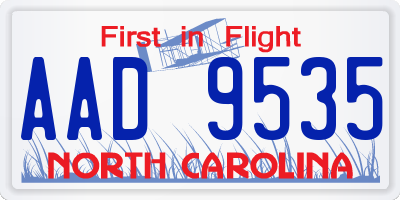NC license plate AAD9535