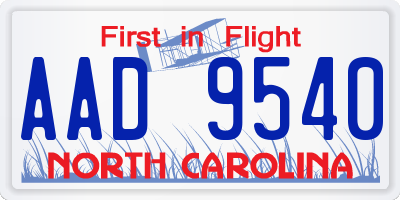 NC license plate AAD9540