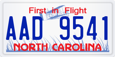 NC license plate AAD9541