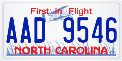 NC license plate AAD9546