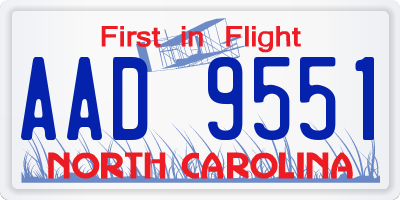 NC license plate AAD9551