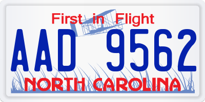 NC license plate AAD9562