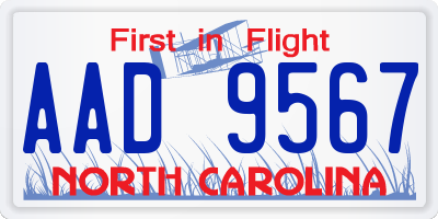 NC license plate AAD9567