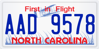 NC license plate AAD9578