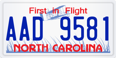 NC license plate AAD9581