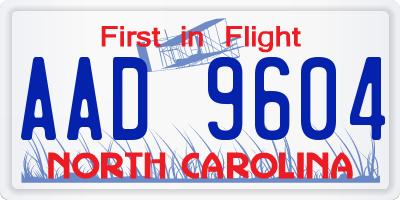 NC license plate AAD9604