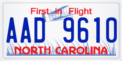 NC license plate AAD9610