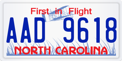 NC license plate AAD9618