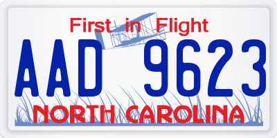 NC license plate AAD9623