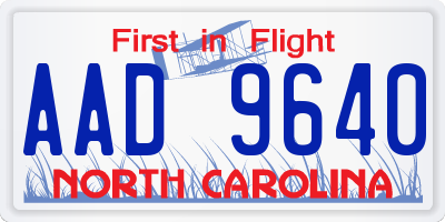 NC license plate AAD9640