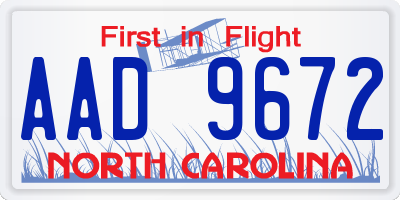 NC license plate AAD9672