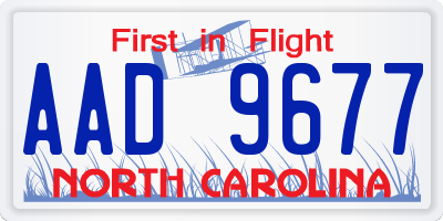 NC license plate AAD9677