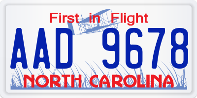 NC license plate AAD9678