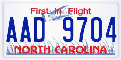 NC license plate AAD9704