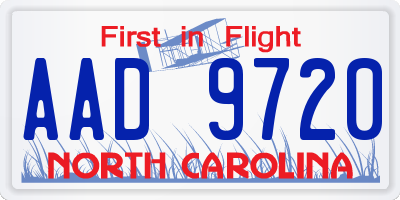 NC license plate AAD9720