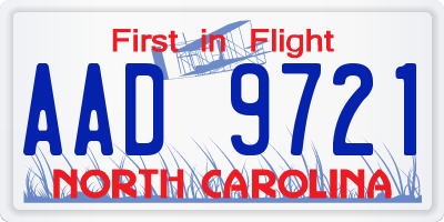 NC license plate AAD9721