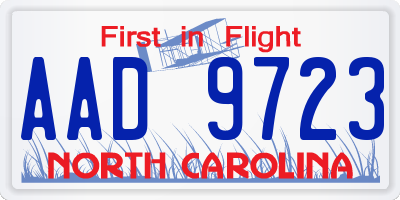NC license plate AAD9723