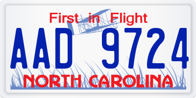 NC license plate AAD9724