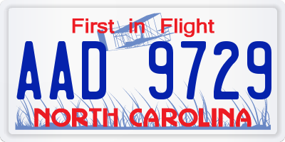 NC license plate AAD9729