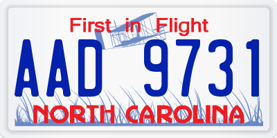NC license plate AAD9731