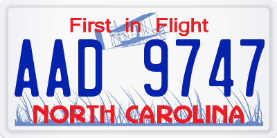 NC license plate AAD9747