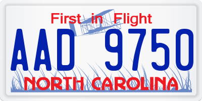 NC license plate AAD9750