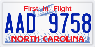 NC license plate AAD9758