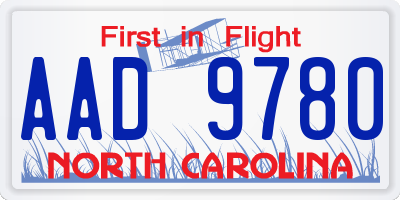 NC license plate AAD9780