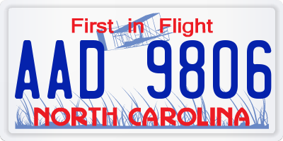 NC license plate AAD9806
